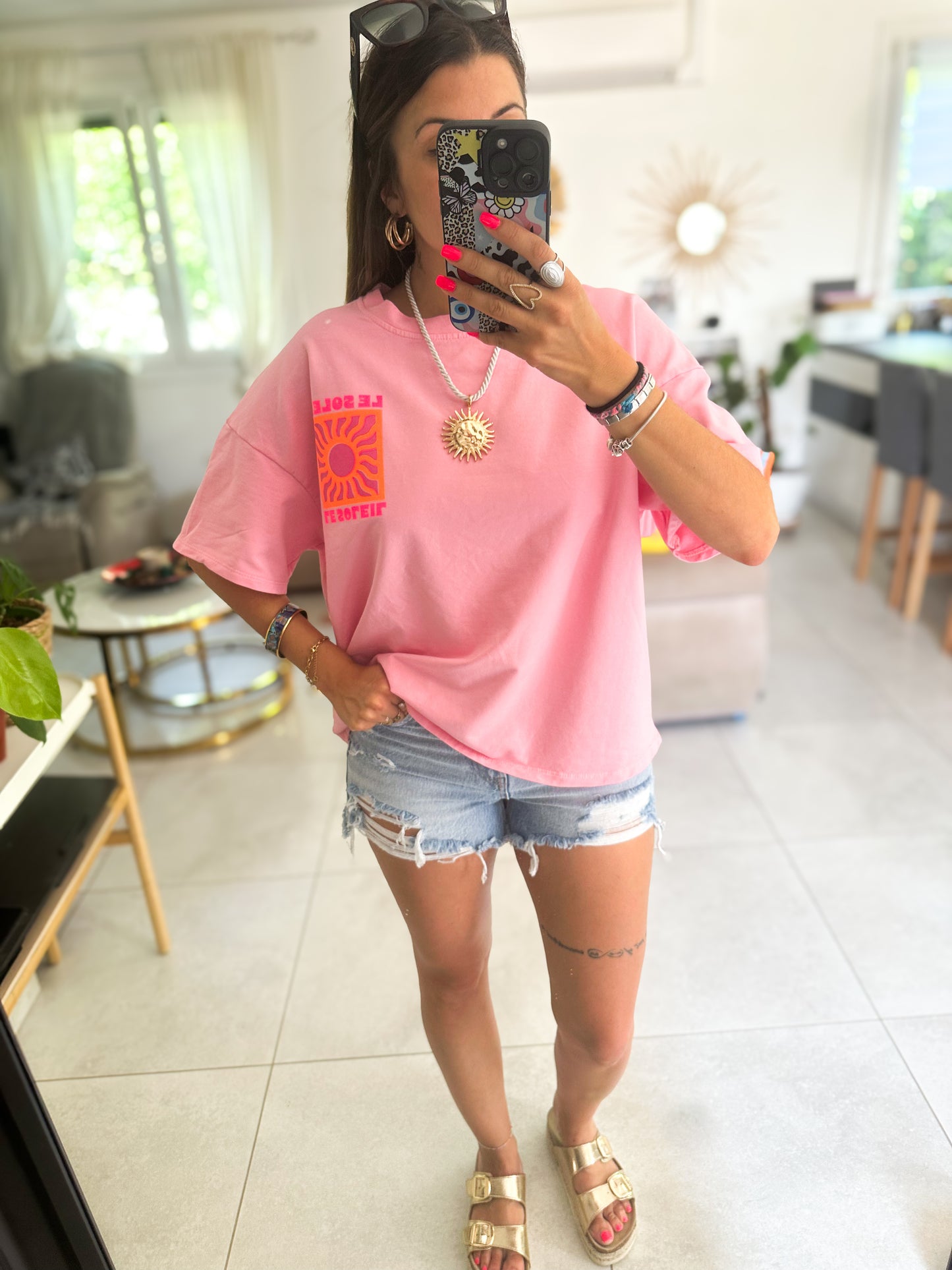Tee-Shirt "Le Soleil" Rose
