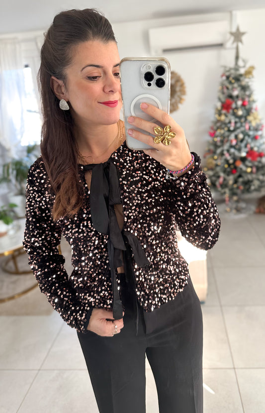 Gilet sequin doré