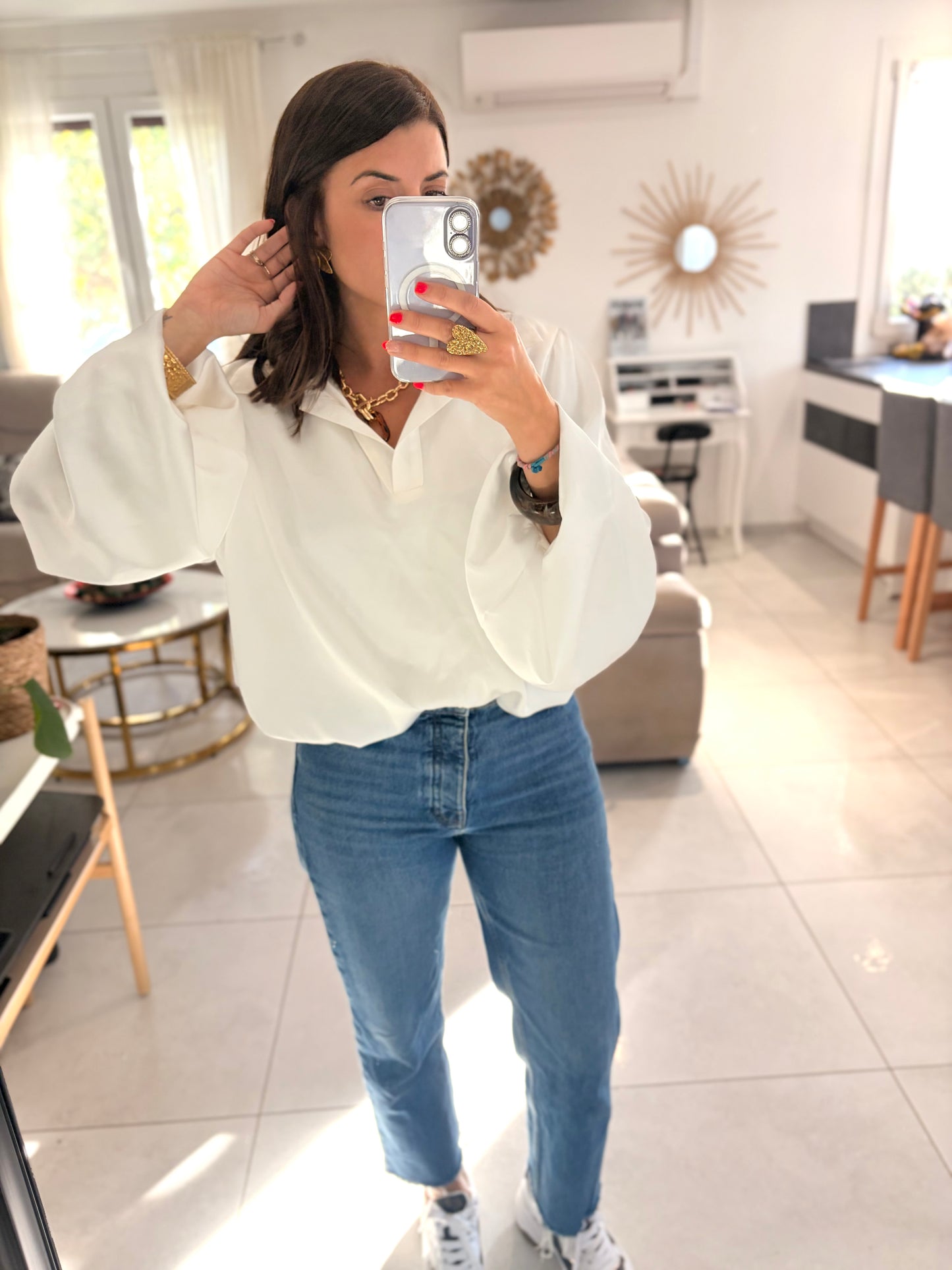 Blouse satiné blanche