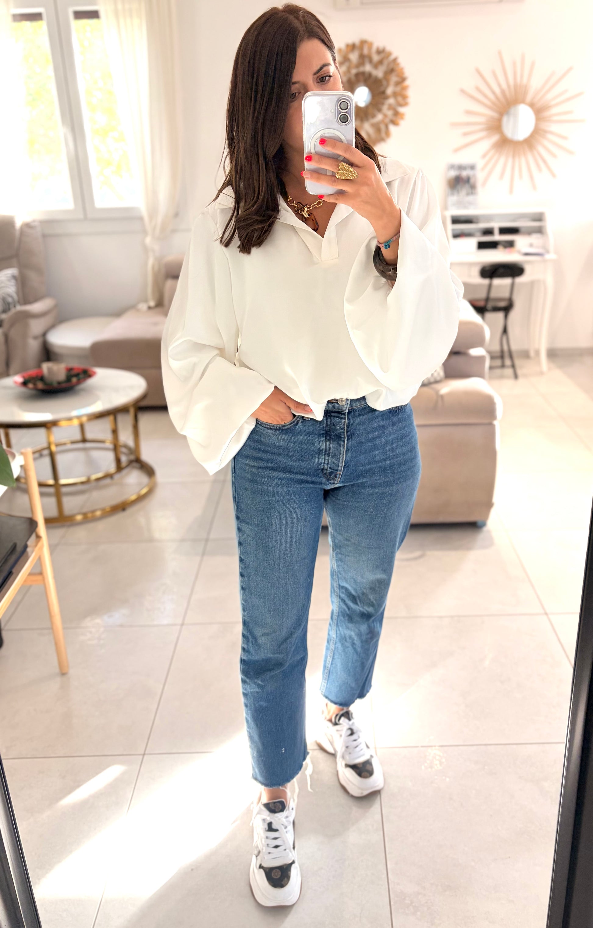 Chemise blanche effet satiné