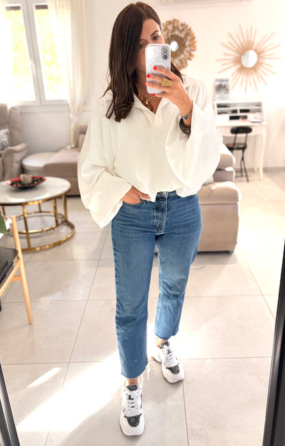 Chemise blanche effet satiné